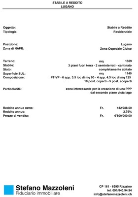 Lugano – Mehrfamilienhaus mit Entwicklungspotenzial